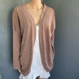 Ivoire Light Brown Relaxed Open Front All Year Elegant Open Front Cardigan